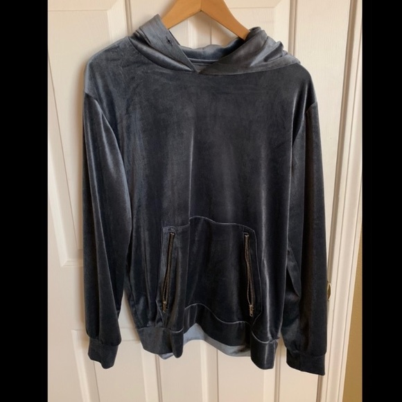 blue velvet hoodie